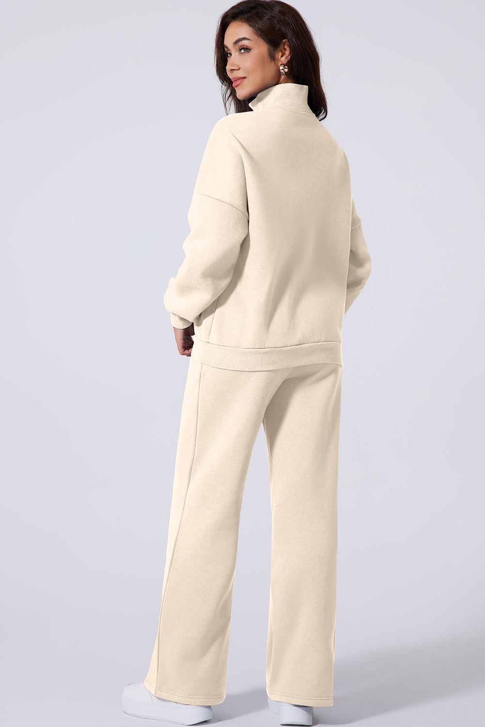 Black Drop Shoulder Zip Up Jacket Drawstring Pants Active 2pcs Set