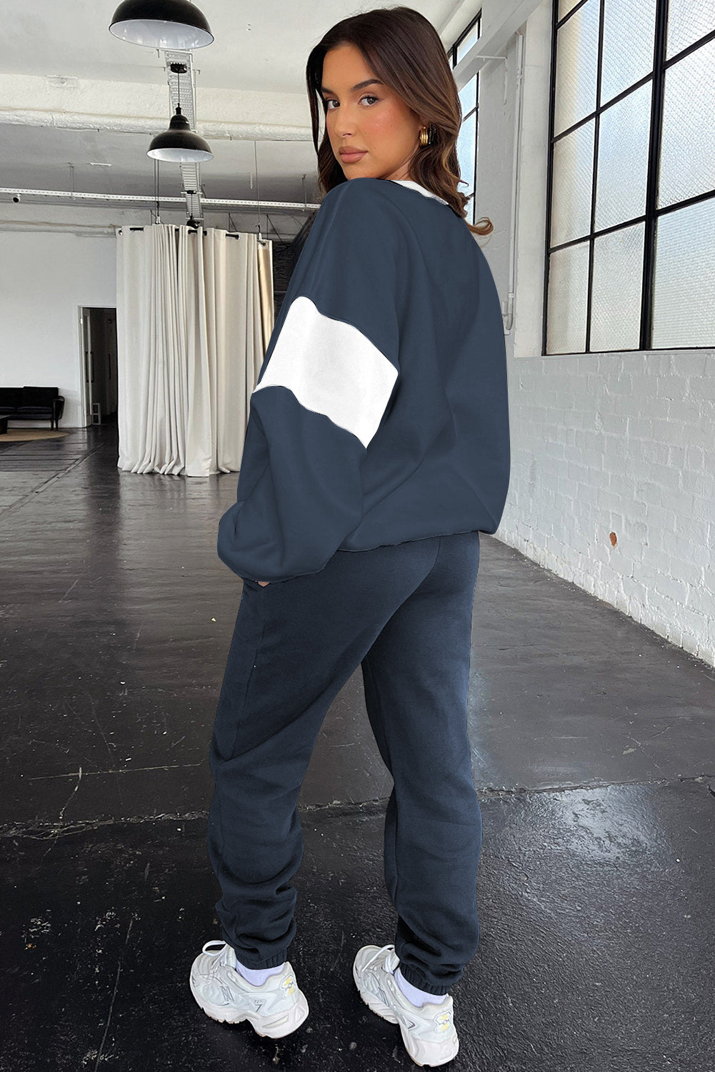 Clearly Aqua Drop Shoulder Loose Sweatshirt and Joggers Active Set