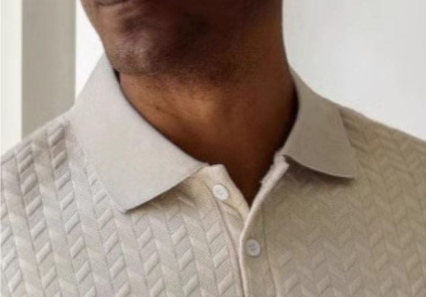 Summer Men's Casual Short Sleeve Texture Polo Top
