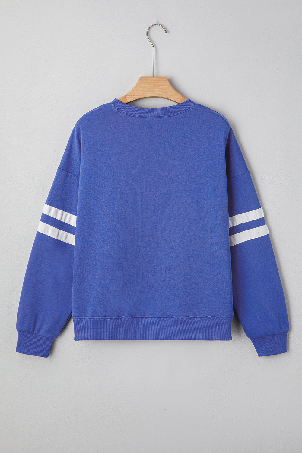 Light French Beige Varsity Striped Detail Drop Shoulder Oversized Sweatshirt