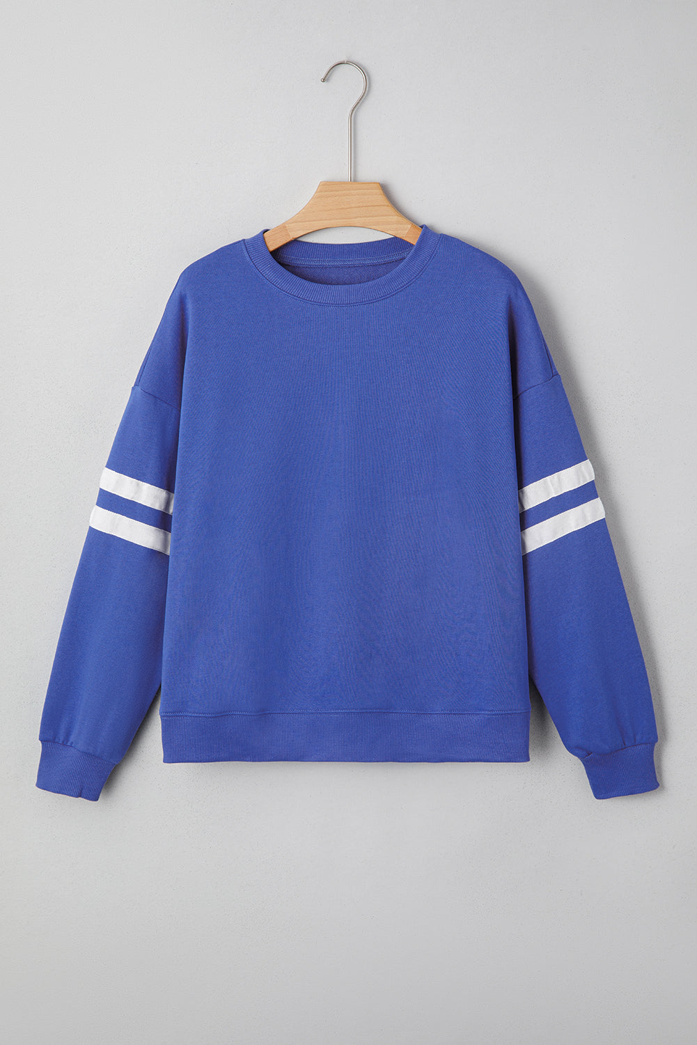 Light French Beige Varsity Striped Detail Drop Shoulder Oversized Sweatshirt