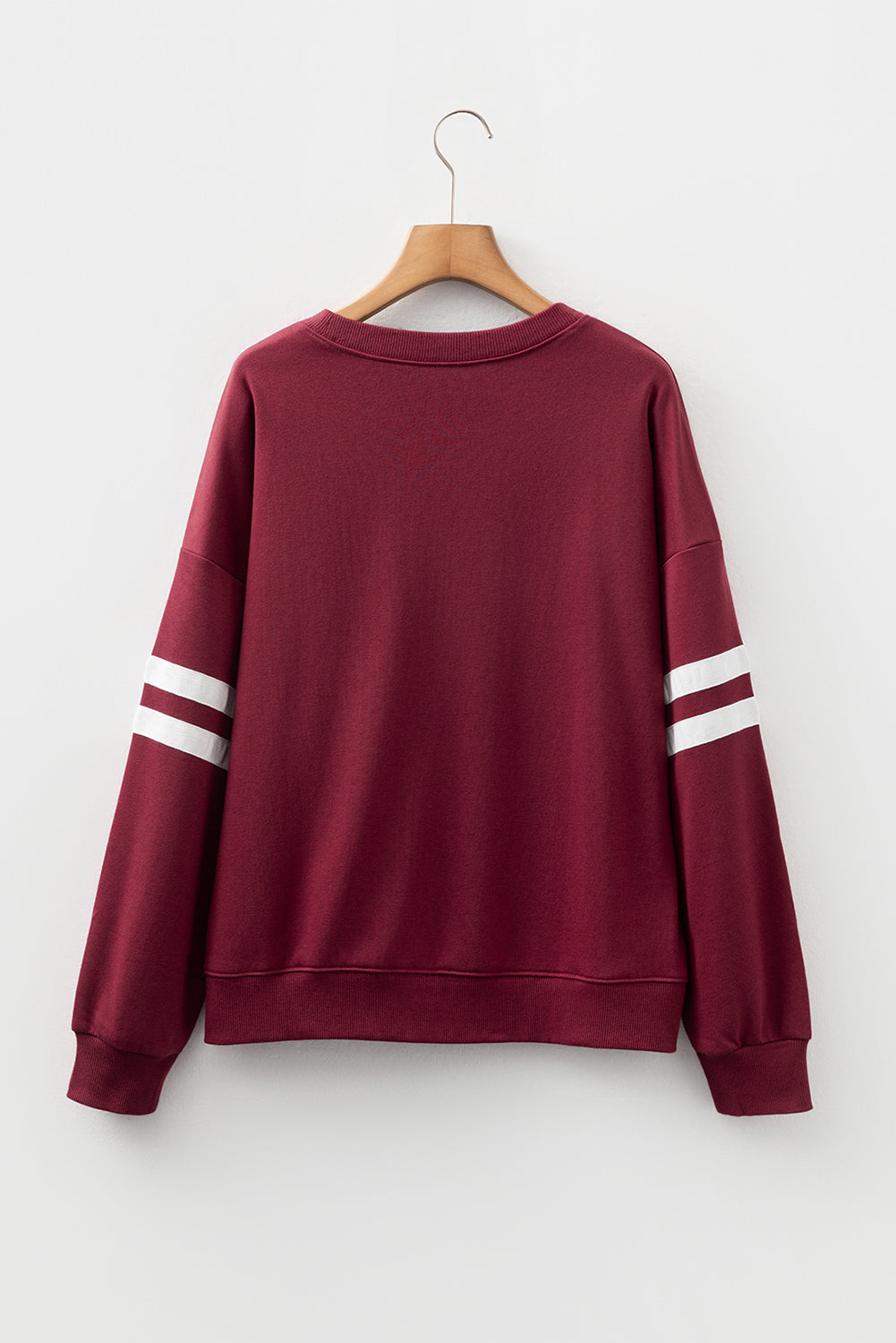 Light French Beige Varsity Striped Detail Drop Shoulder Oversized Sweatshirt