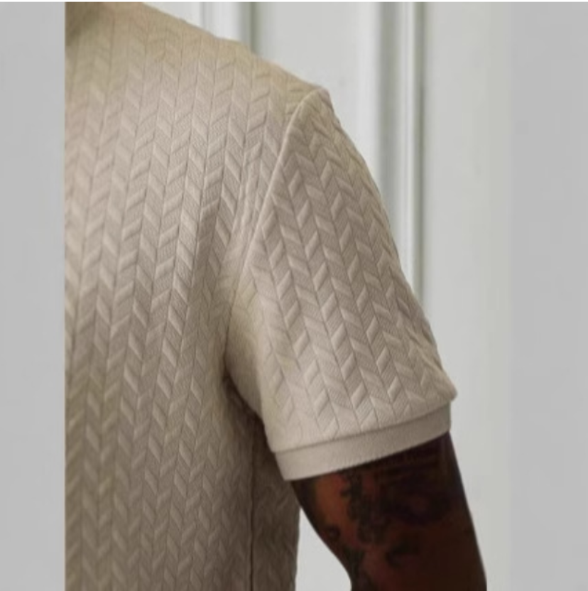 Summer Men's Casual Short Sleeve Texture Polo Top
