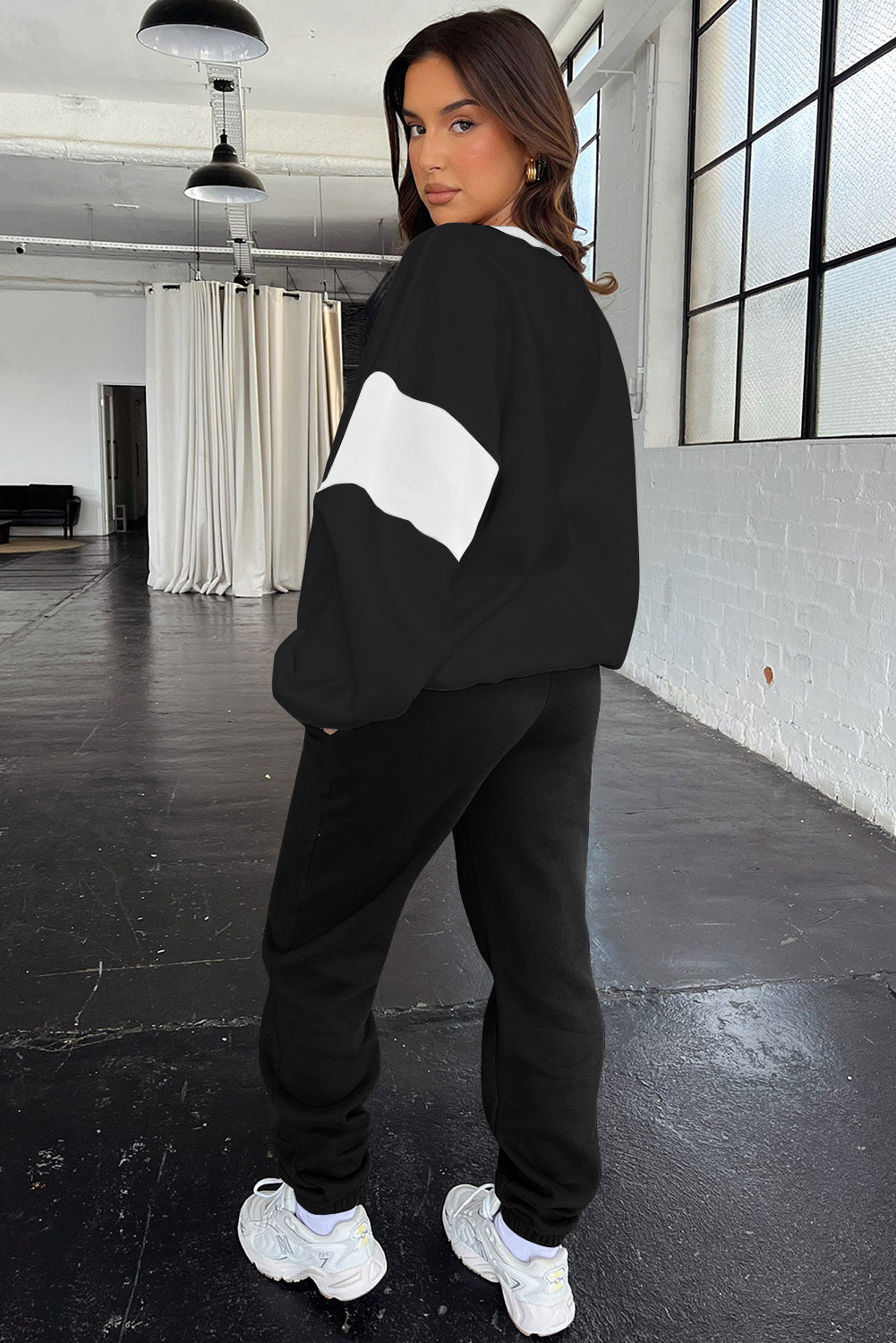 Clearly Aqua Drop Shoulder Loose Sweatshirt and Joggers Active Set